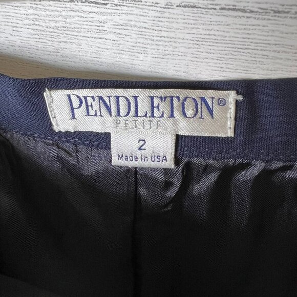 Pendleton Skirt Womens Size 2 Navy Blue Virgin Wool Blend Business Modern - Picture 2 of 14